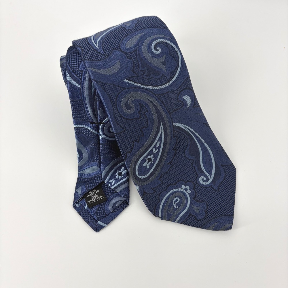 Michael Kors Paisley Necktie Blue Gray‎ Pattern Business Casual Classic
